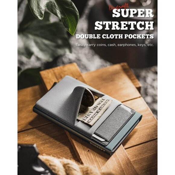 Men Grey Minimalist Card Wallet Card Holder Pop Up with Money Front Credit Card - Picture 4 of 7